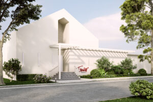 anberra funeral home fitout with understated facade, simple interiors, and calming spaces.